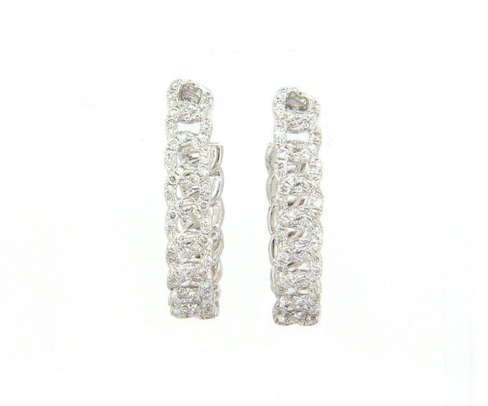 New 1.36ctw Diamond Curb Link Style Hoop Earrings in 14K