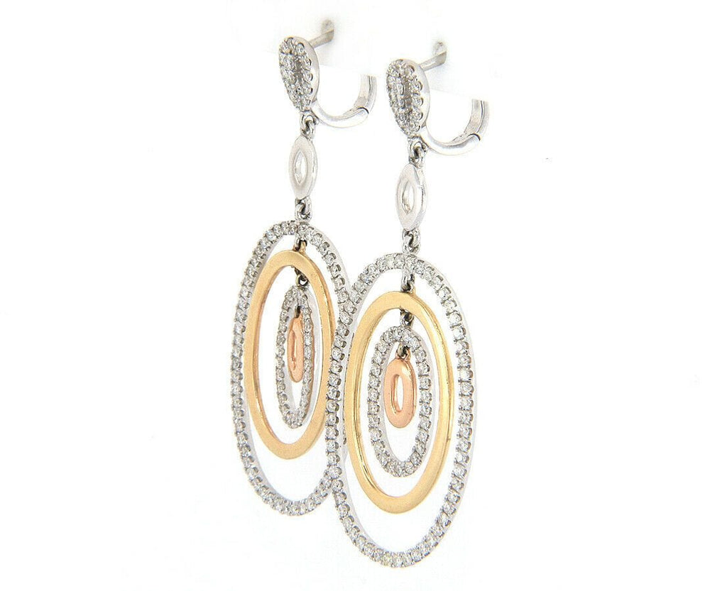 New 2.00ctw Diamond Two Tone Layered Dangle Earrings in 14K