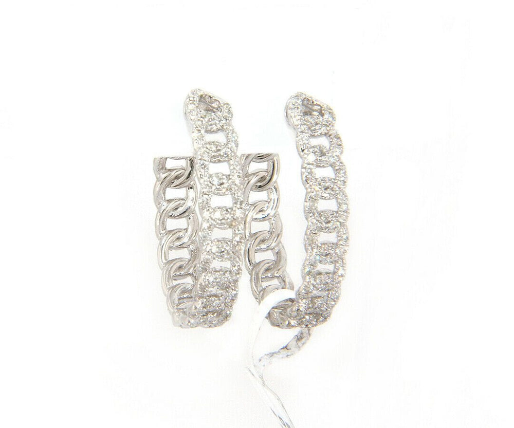 New 1.36ctw Diamond Curb Link Style Hoop Earrings in 14K