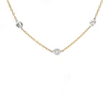 New 3.02ctw Diamond Bezel Set Station Necklace in 14K