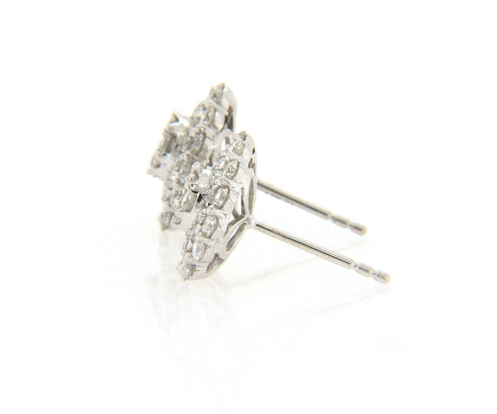 New 1.33ctw Diamond Cluster Frame Stud Earrings in 14K