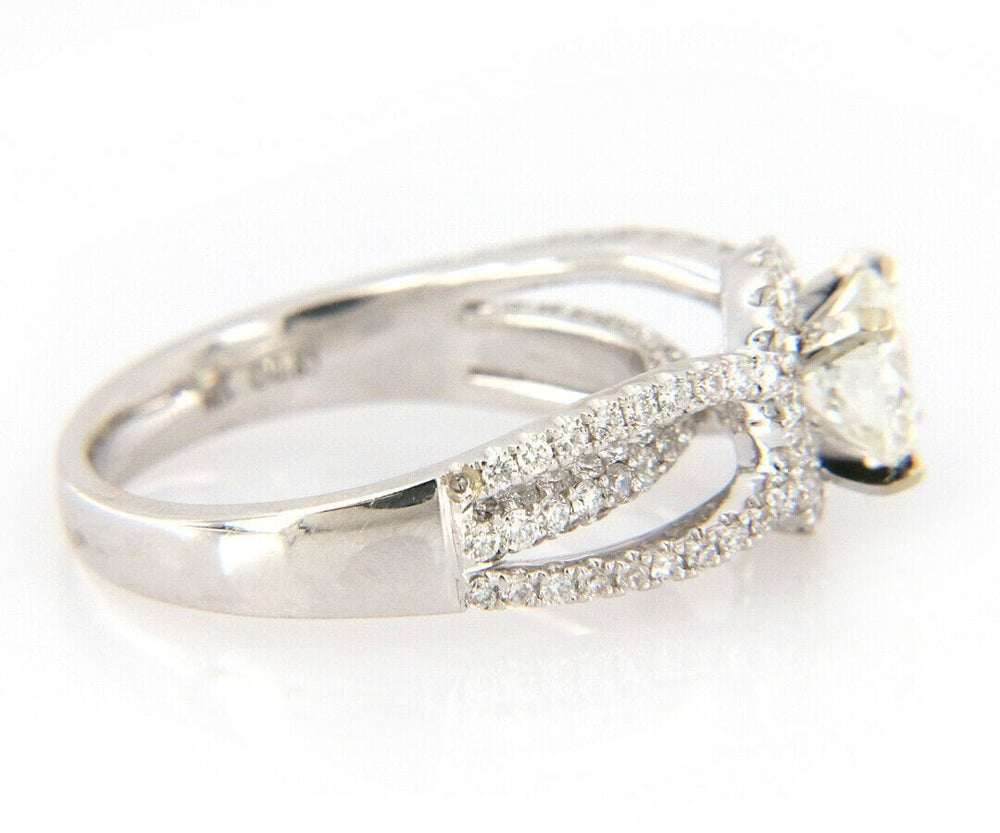 1.88ctw Round Diamond Halo Triple Split Shank Engagement Ring in 14K