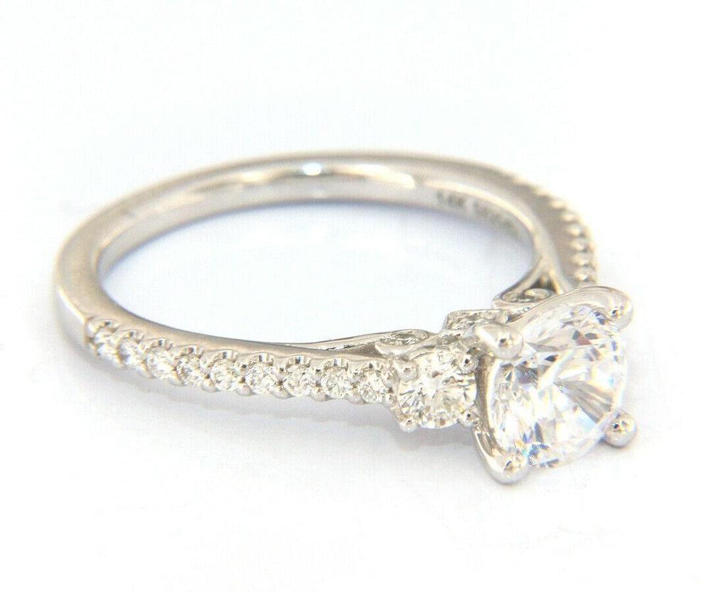 New Gabriel & Co. Diamond Three Stone Semi Mount Ring in 14K