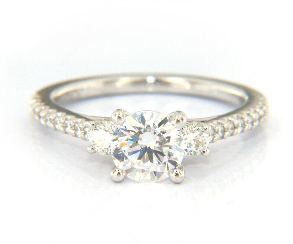 New Gabriel & Co. Diamond Three Stone Semi Mount Ring in 14K