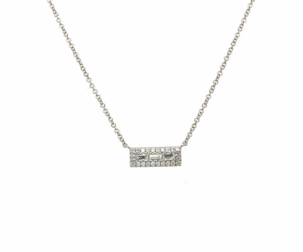 New Gabriel & Co. 0.27ctw Baguette and Round Diamond Rectangle Pendant Necklace in 14K