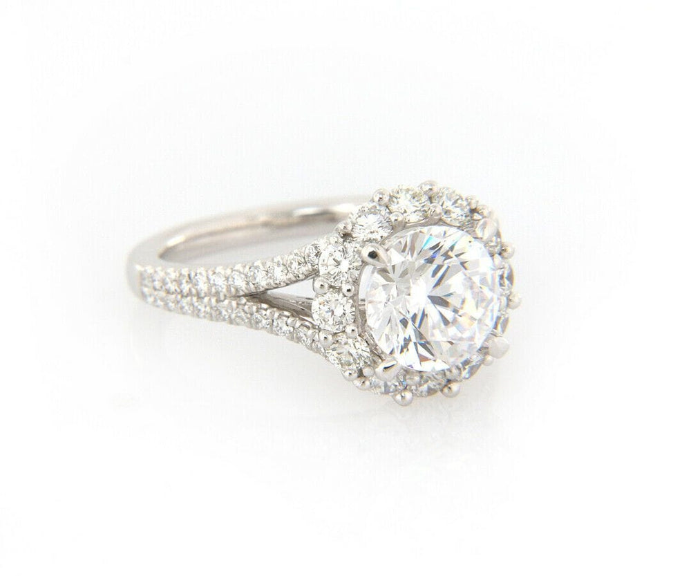 New Gabriel & Co. 1.06ctw Diamond Halo Split Shank Semi Mount Ring in 14K