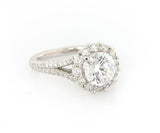 New Gabriel & Co. 1.06ctw Diamond Halo Split Shank Semi Mount Ring in 14K