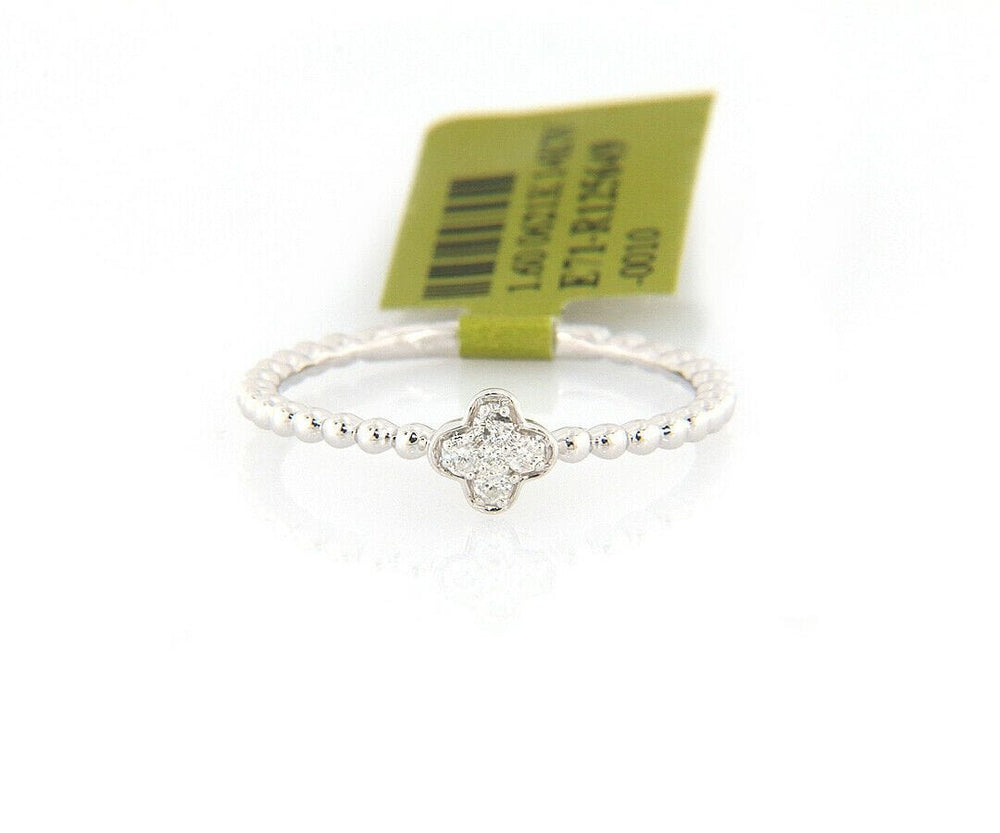 New 0.08ctw Diamond Clover Beaded Ring in 14K