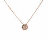 New 0.40ctw Pave Diamond Circle Halo Pendant Necklace in 14K