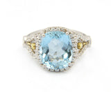 4.73ct Cushion Aquamarine and Diamond Halo Ring in 18K