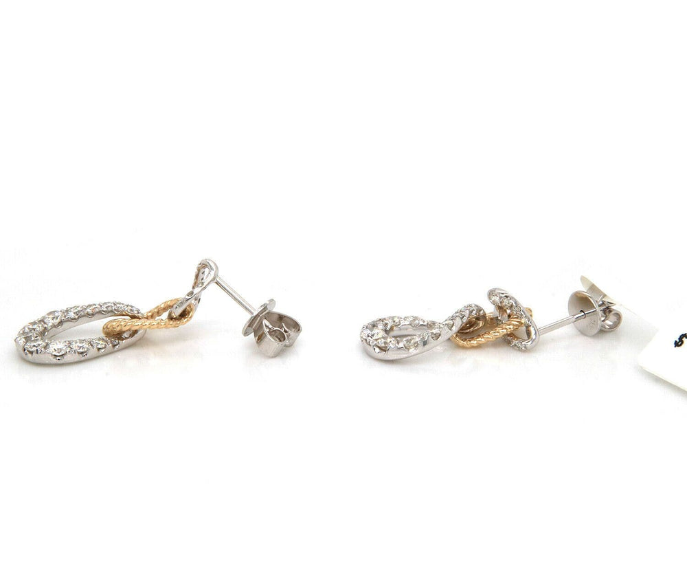 New 0.96ctw Diamond Two Tone Loop Dangle Earrings in 14K