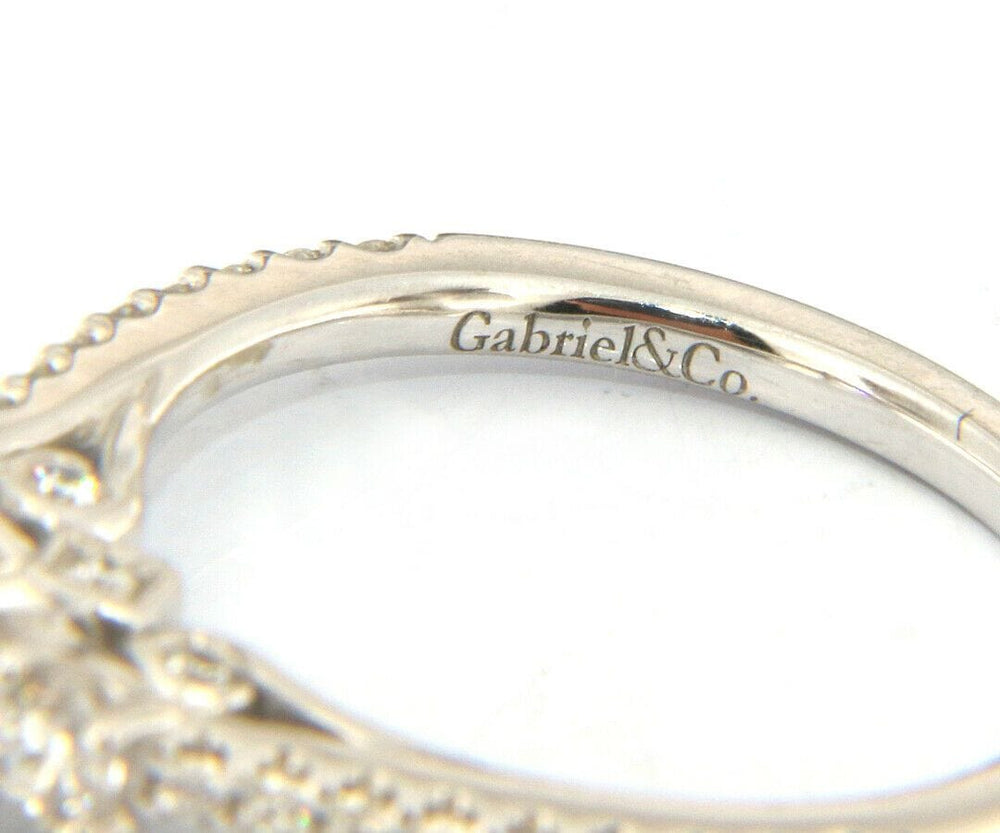 New Gabriel & Co. Diamond Three Stone Semi Mount Ring in 14K