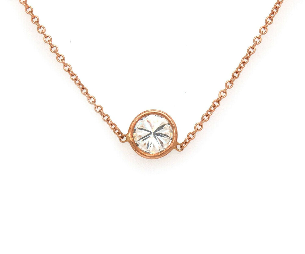 0.56ctw Diamond Solitaire Pendant Necklace 14K Rose Gold W/ Cert