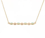 Lali Jewels 0.35ctw Marquise Emeralds and 0.10ctw Diamond Bar Necklace in 14K