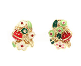 Cetas Enamel Flower and Ladybug Earrings in 14K