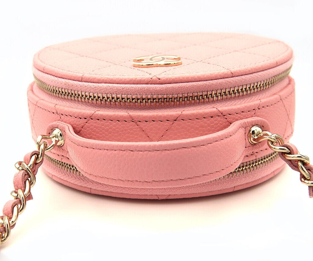 Chanel Pink Quilted Round Clutch