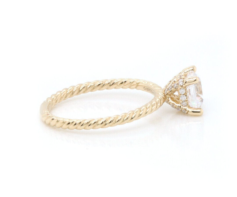 New Gabriel & Co. 0.11ctw Diamond Underhalo Semi Mount Ring in 14K