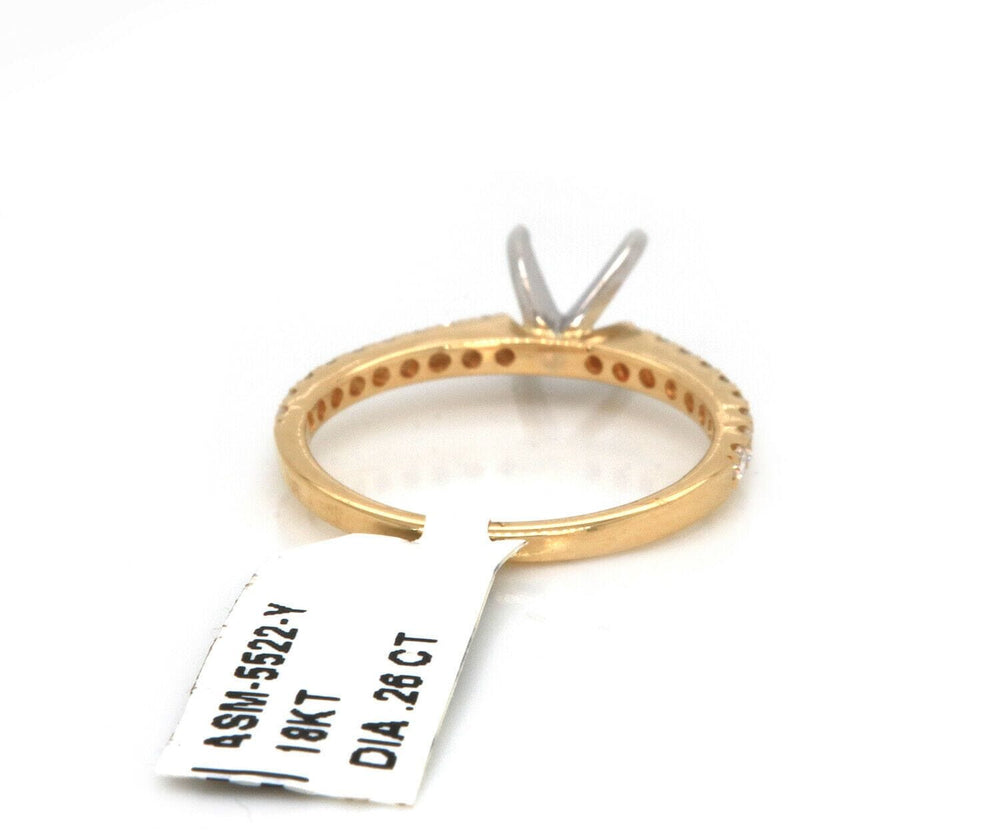 New 0.26ctw Diamond Straight Semi Mount Ring in 18K