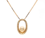 7.50 MM Cultured Pearl Oval Frame Pendant Necklace in 14K