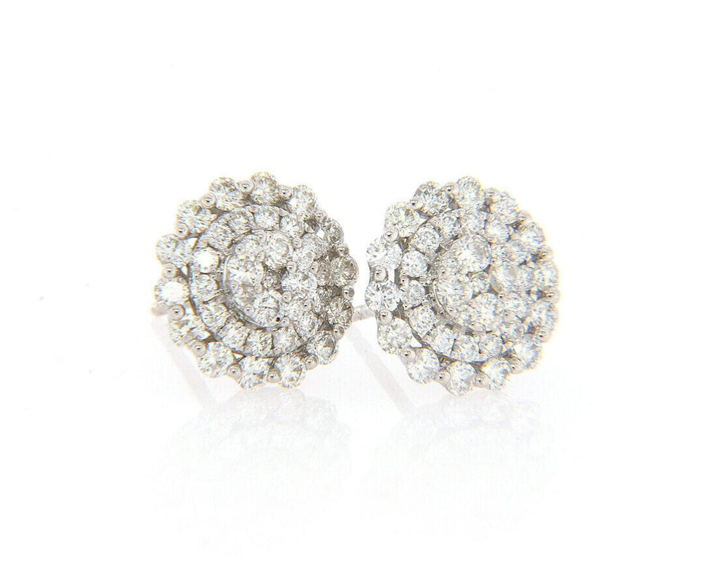 New 1.33ctw Diamond Cluster Frame Stud Earrings in 14K