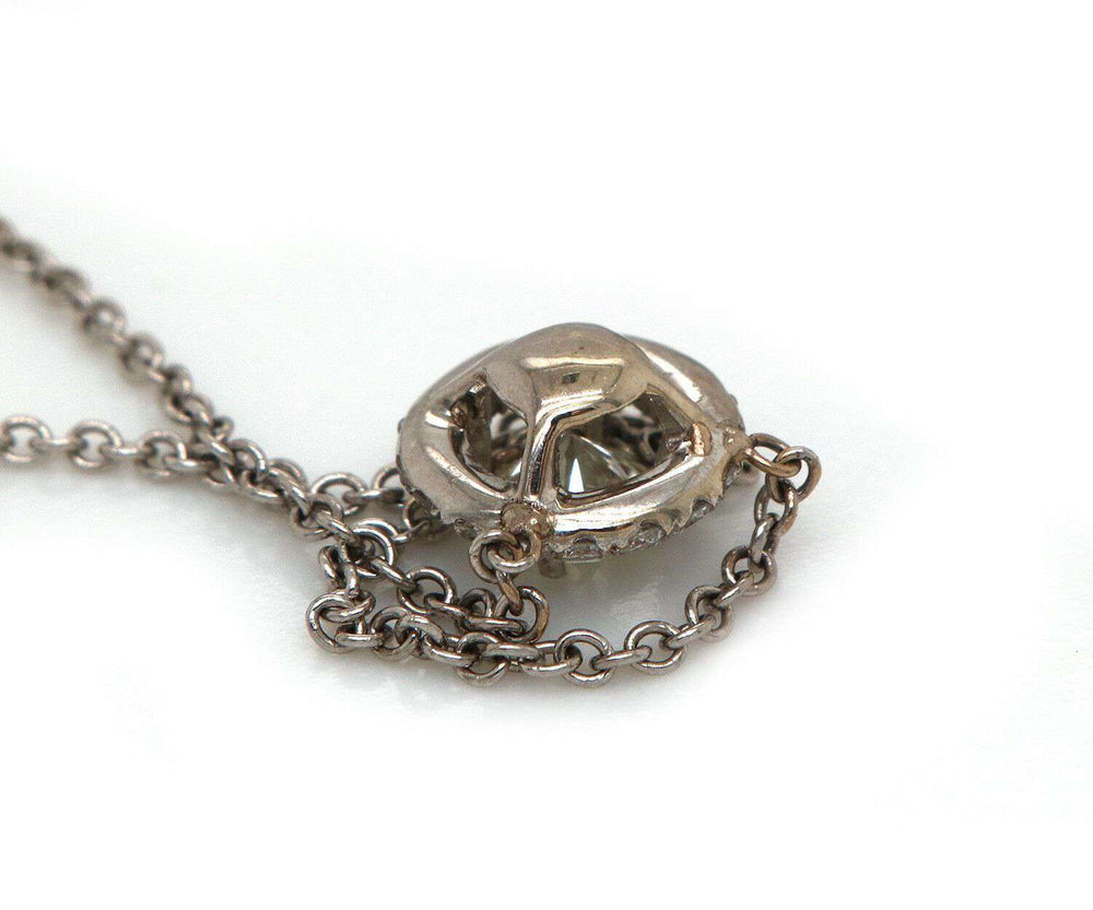 0.50 CTW Round Diamond Halo Bezel Pendant Necklace In 14K