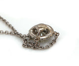 0.50 CTW Round Diamond Halo Bezel Pendant Necklace In 14K