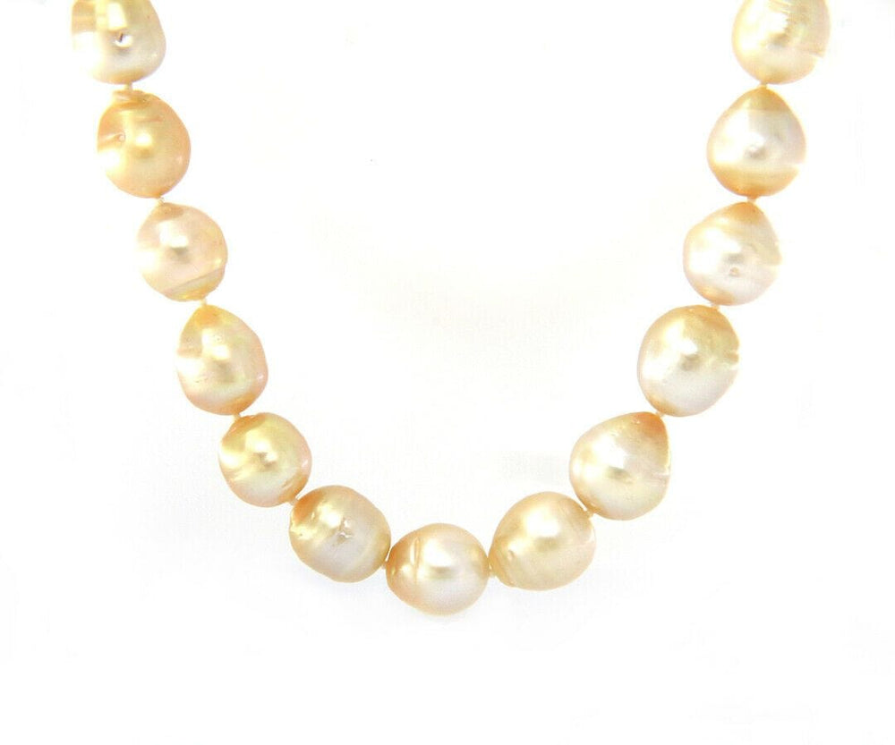 9.0  12.5 MM Cultured South Sea Pearl Strand Necklace in 14K