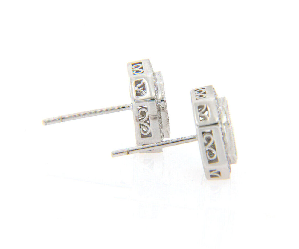 New 0.99ctw Baguette and Round Diamond Mosaic Stud Earrings