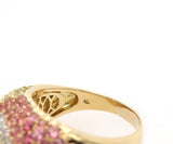 Peridot Citrine Blue Topaz Pink Tourmaline and Diamond Dome Ring in 18K