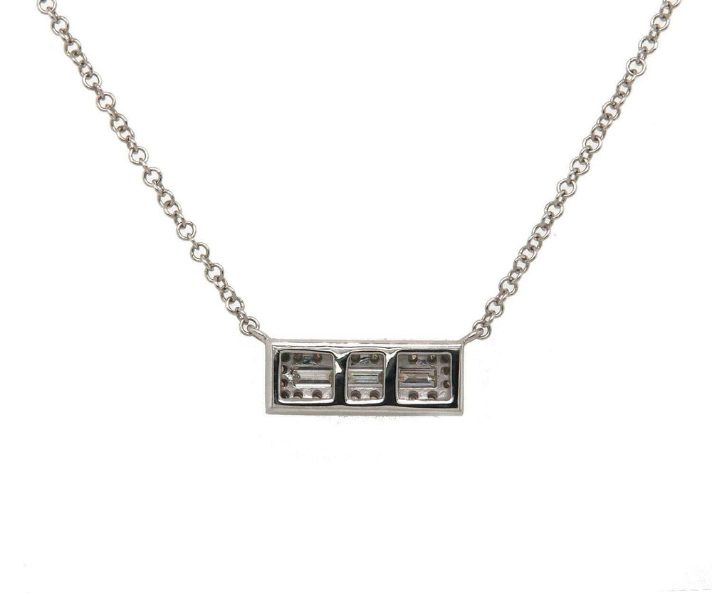 New Gabriel & Co. 0.27ctw Baguette and Round Diamond Rectangle Pendant Necklace in 14K