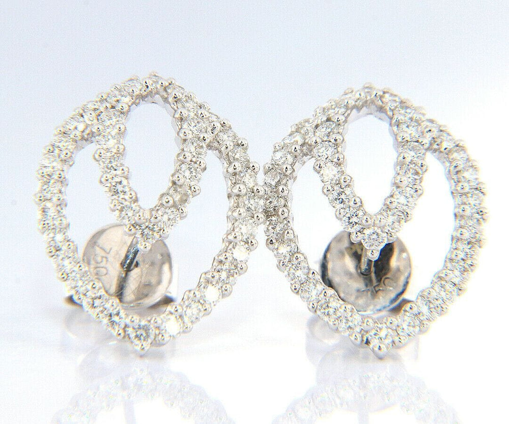 New 1.33ctw Diamond Concentric Open Leaf Design Earrings in 18kt