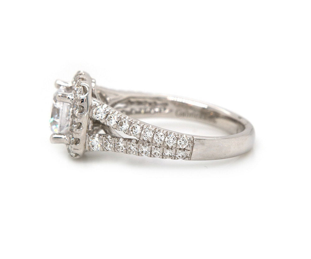 New Gabriel & Co. Diamond Halo Split Shank Semi Mount Ring in 14K