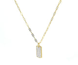 New Gabriel & Co. 0.69ctw Diamond Pave Dog Tag Hollow Chain Necklace in 14K