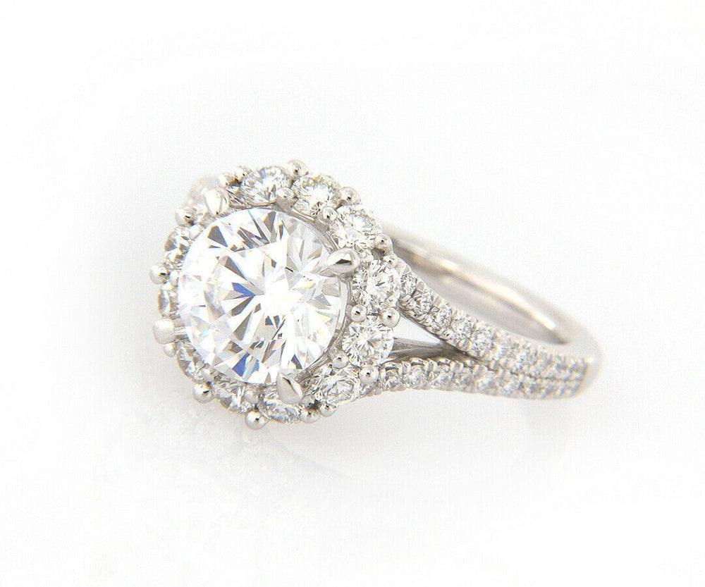 New Gabriel & Co. 1.06ctw Diamond Halo Split Shank Semi Mount Ring in 14K