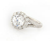 New Gabriel & Co. 1.06ctw Diamond Halo Split Shank Semi Mount Ring in 14K