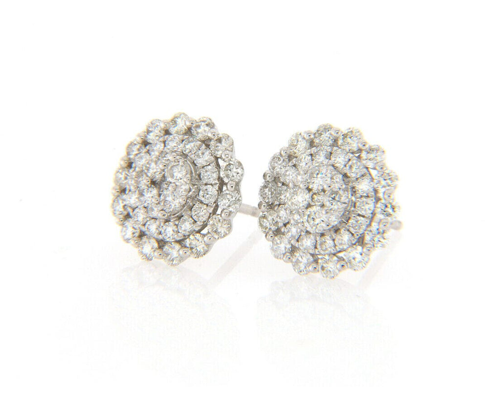 New 1.33ctw Diamond Cluster Frame Stud Earrings in 14K