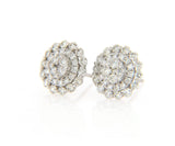 New 1.33ctw Diamond Cluster Frame Stud Earrings in 14K