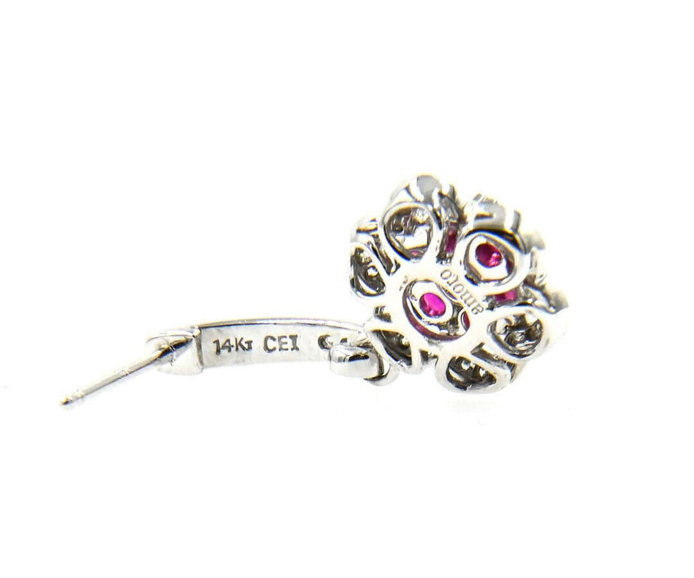 1.50ctw Rubies and 0.50ctw Pave Diamond Dangle Earrings in 14K