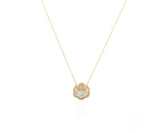 New 0.40ctw Round and Baguette Diamond Flower Pendant Necklace in 14K