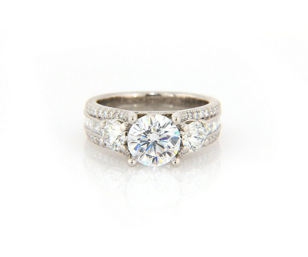 New Gabriel & Co. 1.80ctw Diamond Three Stone Semi Mount Ring in 14K