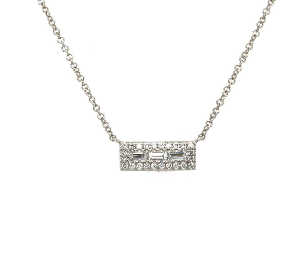 New Gabriel & Co. 0.27ctw Baguette and Round Diamond Rectangle Pendant Necklace in 14K