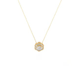 New 0.40ctw Round and Baguette Diamond Flower Pendant Necklace in 14K