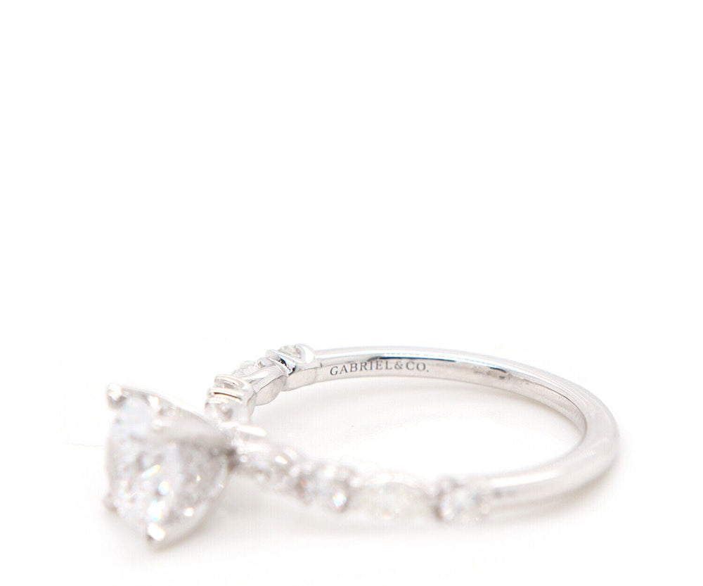 New Gabriel & Co. 0.51ctw Marquise and Round Diamond Semi Mount Ring in 14K