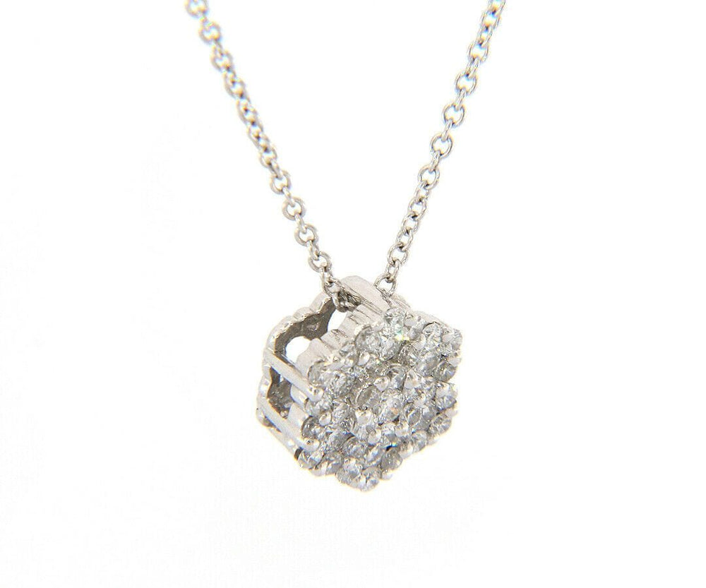 0.40ctw Diamond Hexagon Cluster Pendant Necklace in 18K