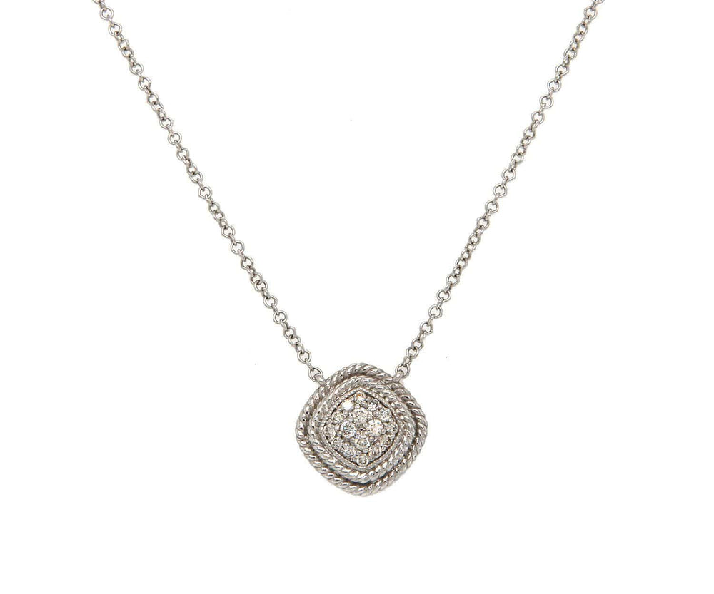 New Gabriel & Co. 0.12ctw Pave Diamond Double Braided Cushion Pendant Necklace in 14K