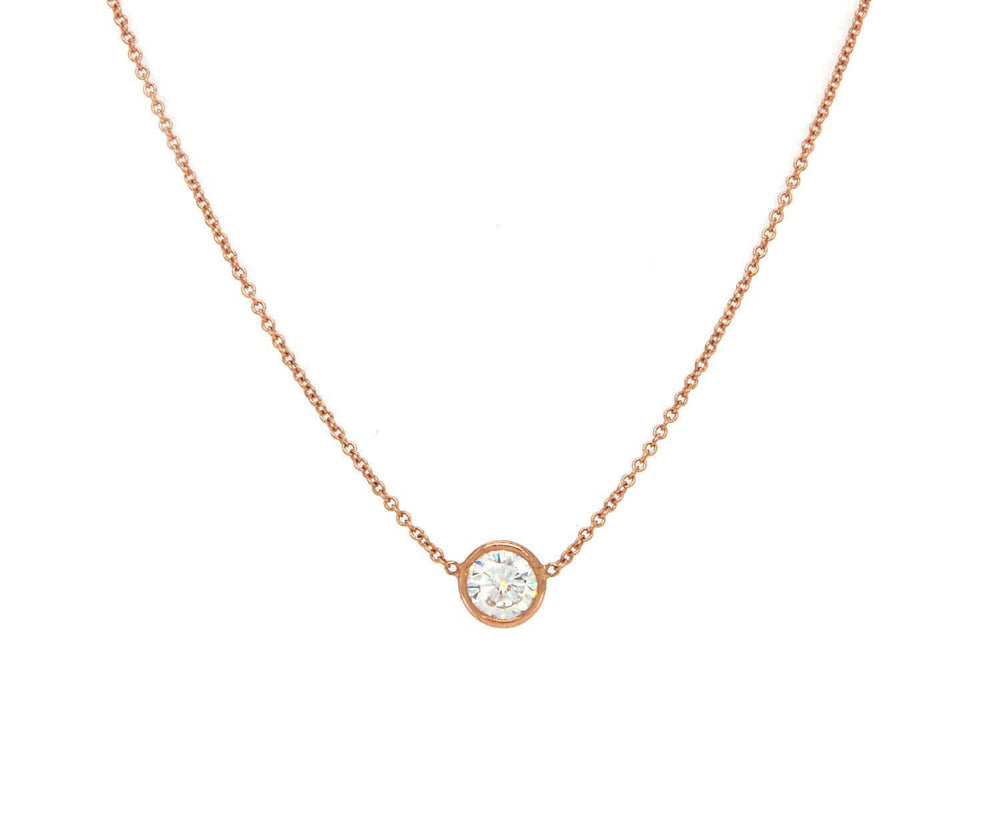 0.56ctw Diamond Solitaire Pendant Necklace 14K Rose Gold W/ Cert