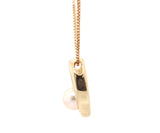 7.50 MM Cultured Pearl Oval Frame Pendant Necklace in 14K