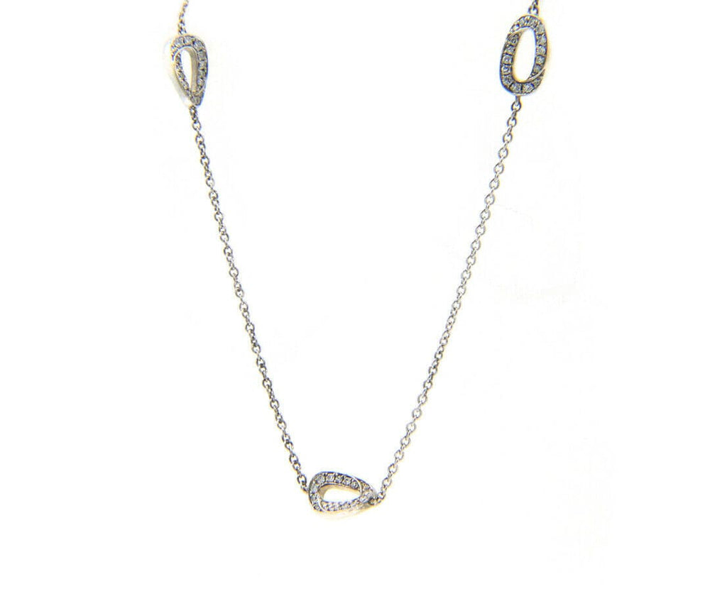2.15ctw Diamond Open Oval Link Station Necklace in 18K