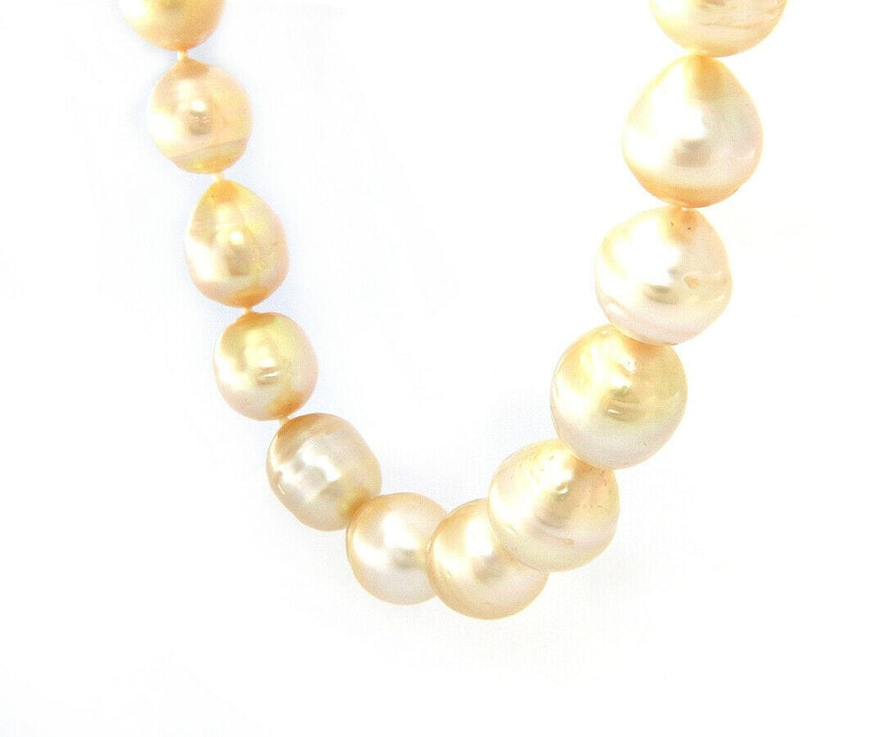 9.0  12.5 MM Cultured South Sea Pearl Strand Necklace in 14K