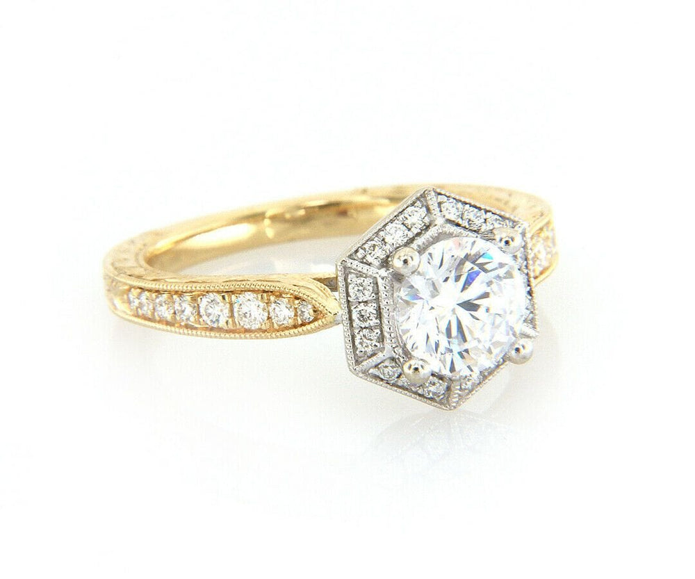 New Gabriel & Co. 0.27ctw Hexagon Frame Semi Mount Ring in 14K